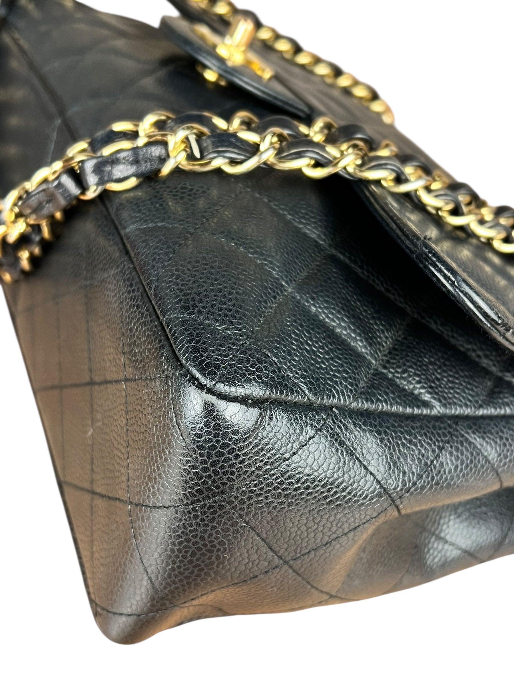 Chanel Black Caviar Leather Single Flap Bag '04