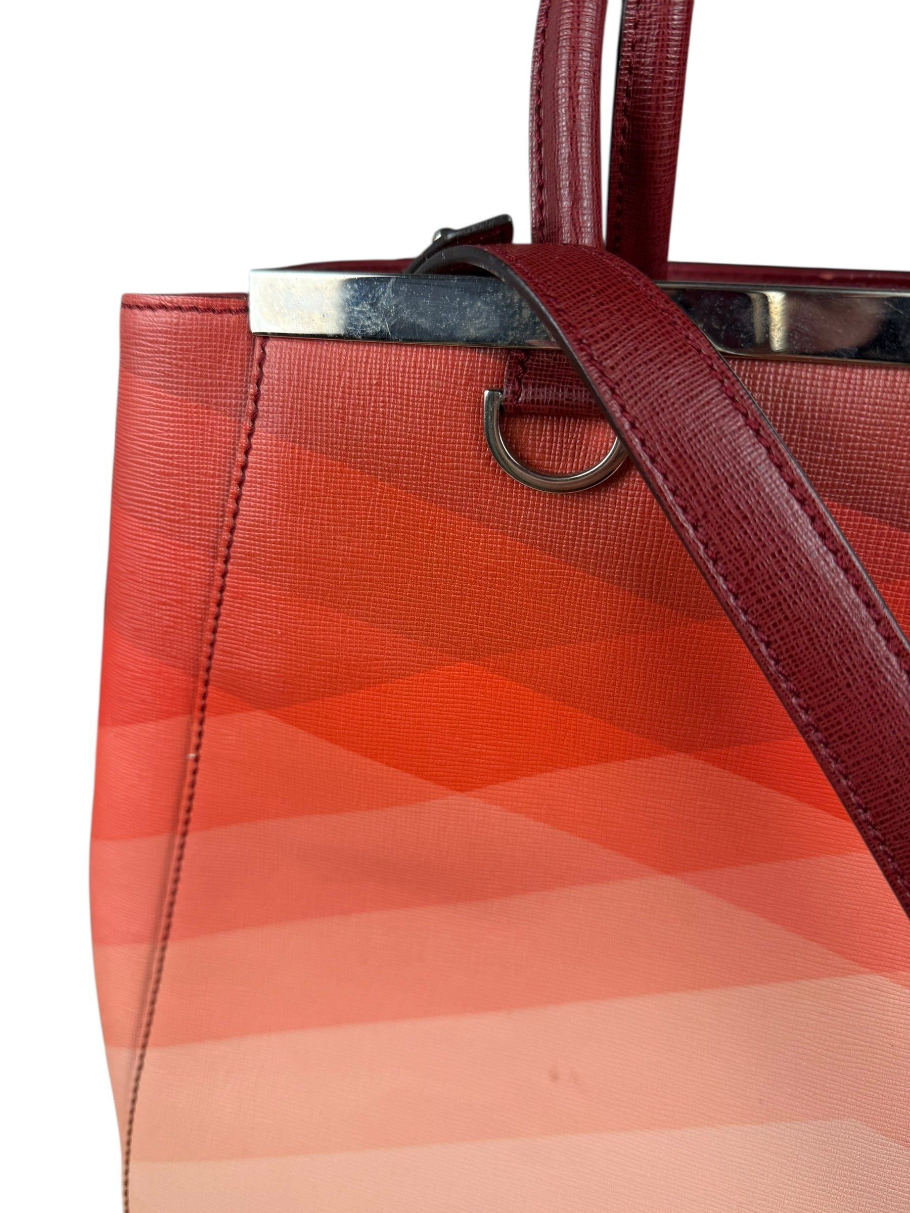 Fendi 2Jours Red Geometric Medium Tote