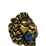 Gucci Lion Head Blue Crystal Ring