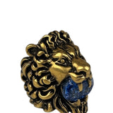 Gucci Lion Head Blue Crystal Ring