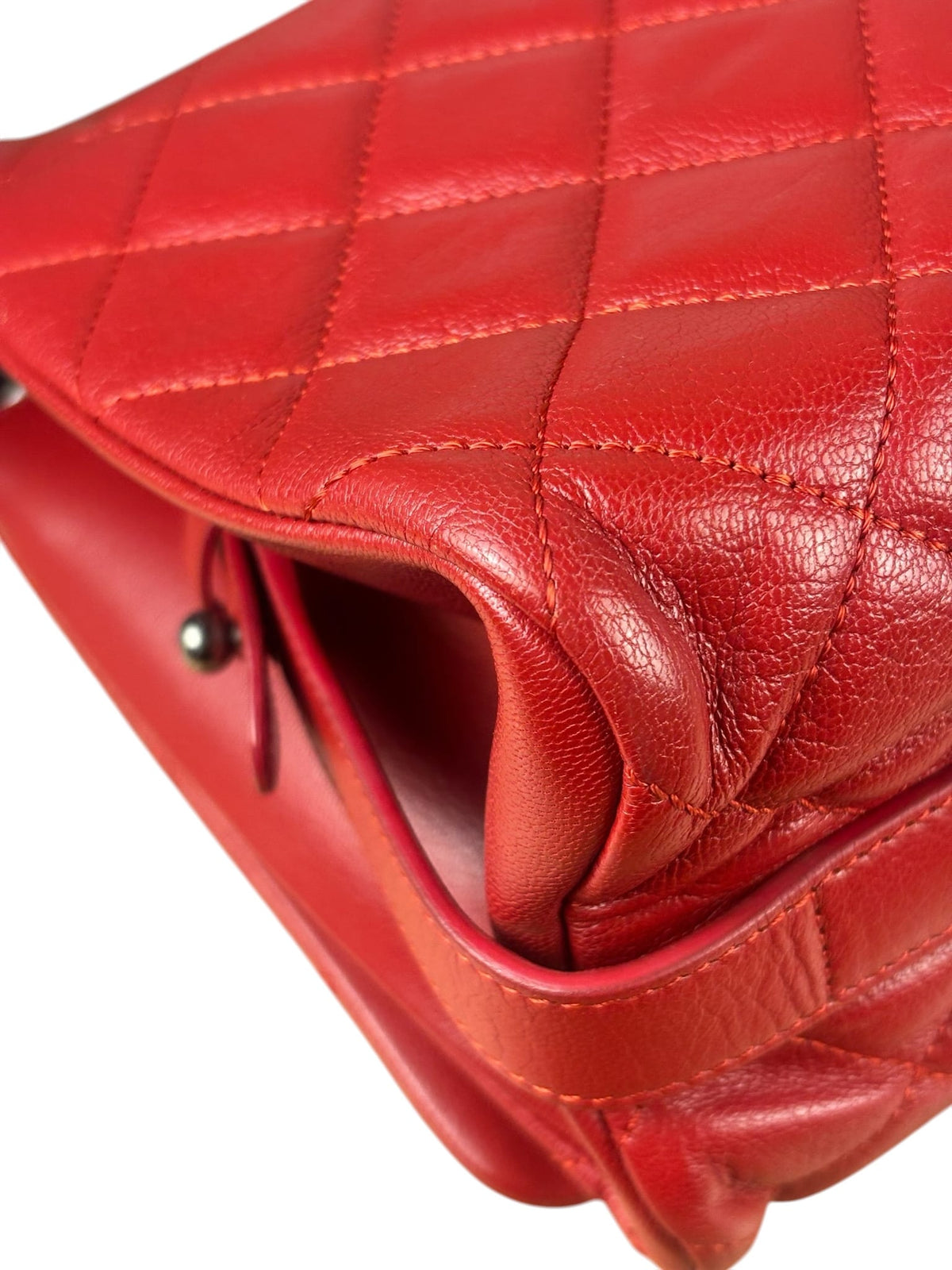 Chanel Red Quilted Lambskin Flap Bag 2015