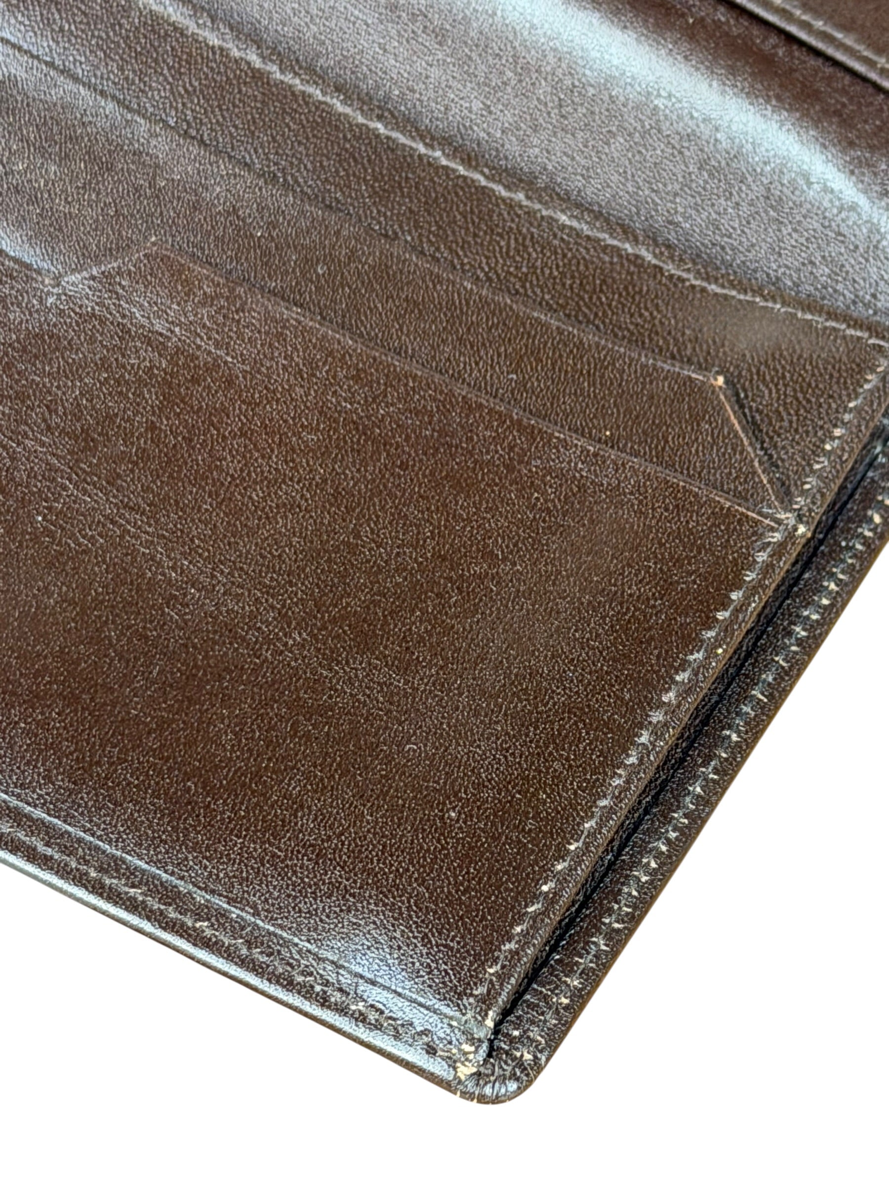 Christian Dior Brown Leather Bifold Checkbook Wallet