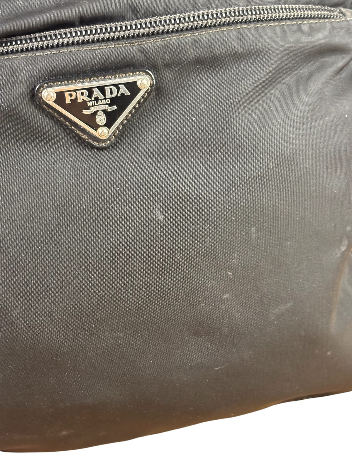 Prada Black Vela Nylon Flat Crossbody Bag