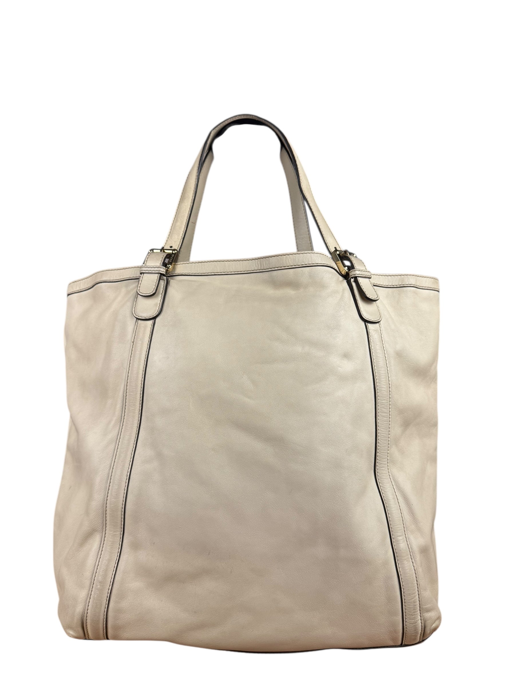 Gucci Britt Leather Tote Beige