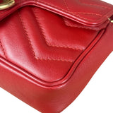 Gucci Red Chevron Quilted Matelasse Mini Leather Shoulder Bag