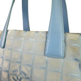 Chanel Light Blue Nylon/Leather Trim Travel Line Tote 2002