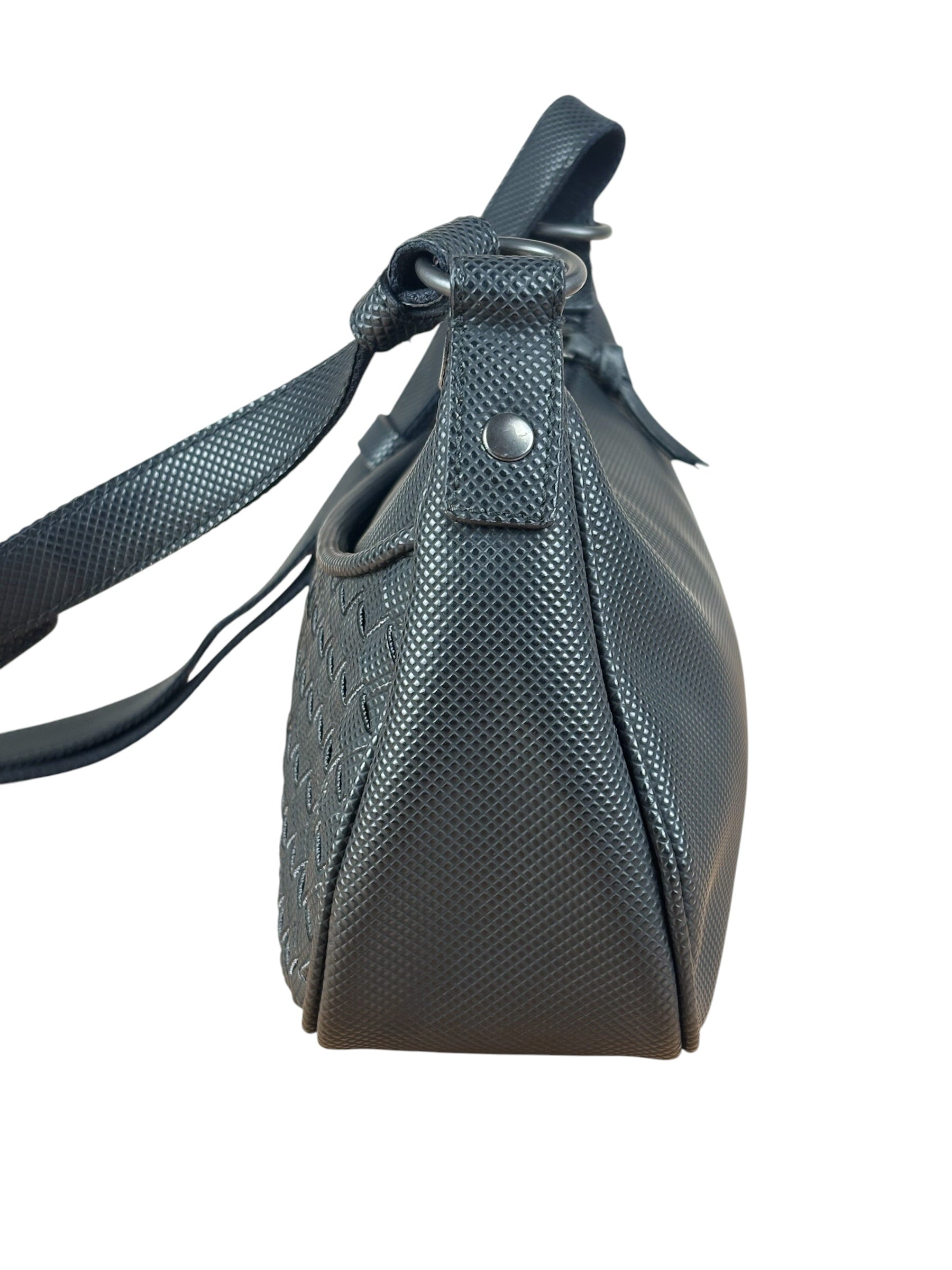 Bottega Veneta Black Coated Canvas PVC Shoulder Bag