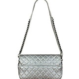 Chanel CC Silver Metallic Quilted Flap Shoulder Bag 2017