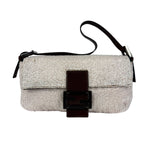 Fendi Leather-Trimmed Beaded Baguette Light Pink