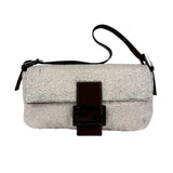 Fendi Leather-Trimmed Beaded Baguette Light Pink