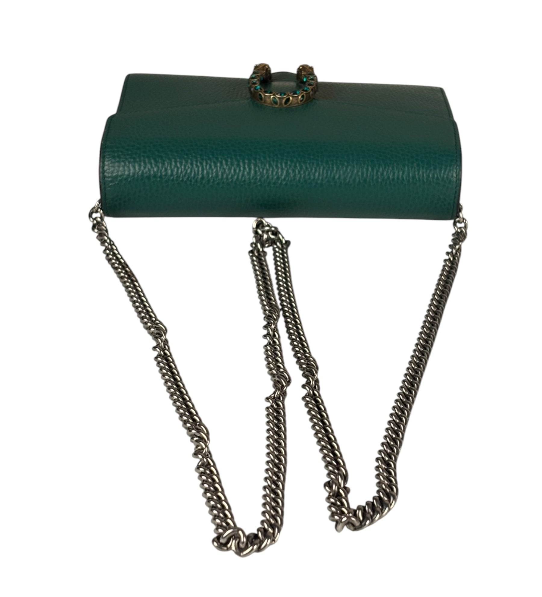 Gucci Green Leather Crystal Embellished Dionysus Chain Bag