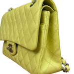 Chanel Yellow Neon Quilted Leather Classic Double Flap Bag 2010
