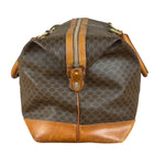 Celine Brown Leather Canvas Macadam Travel Handbag