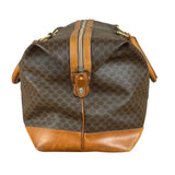 Celine Brown Leather Canvas Macadam Travel Handbag
