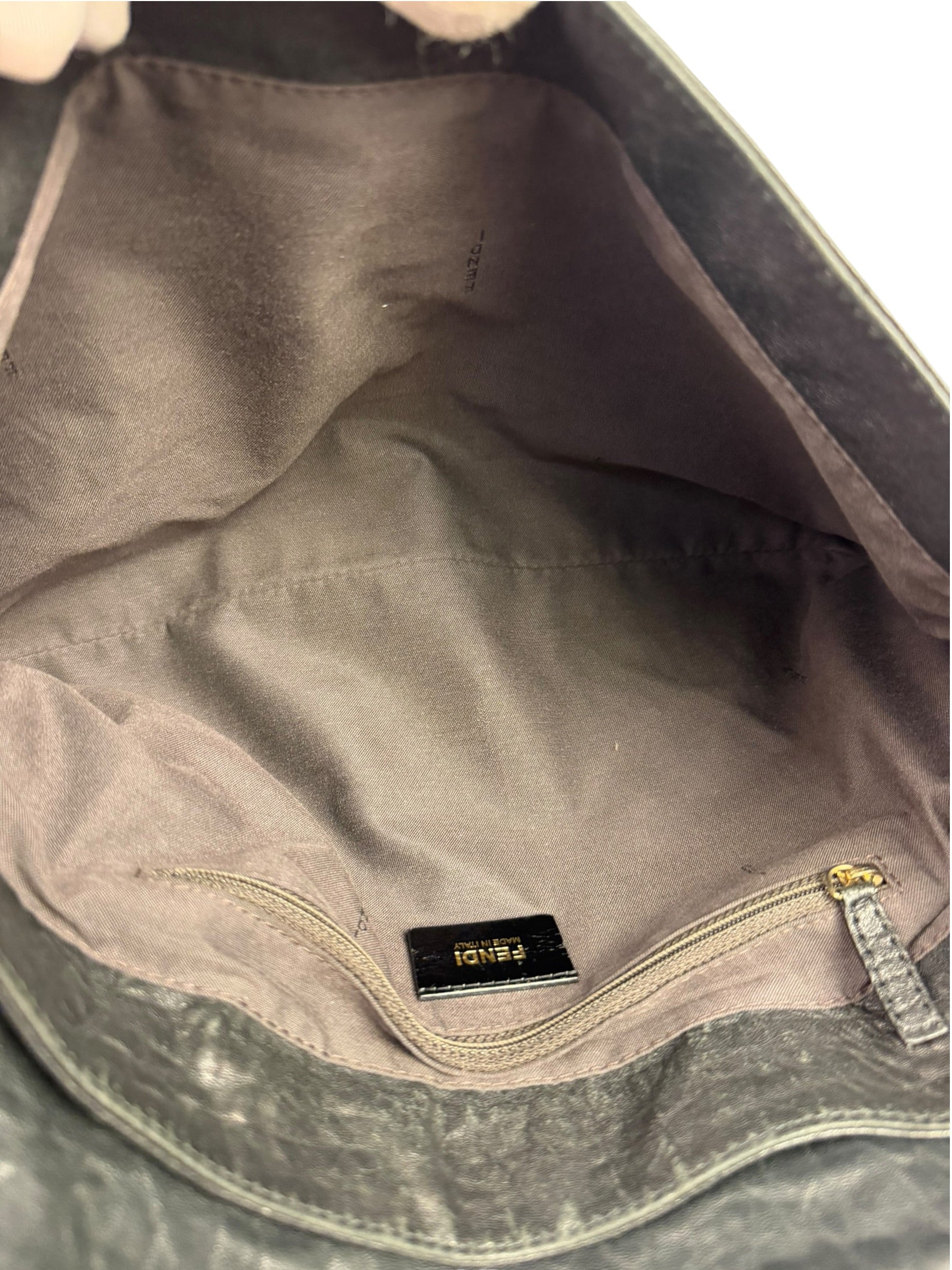 Fendi Black Pebbled Leather Mia Flap Bag