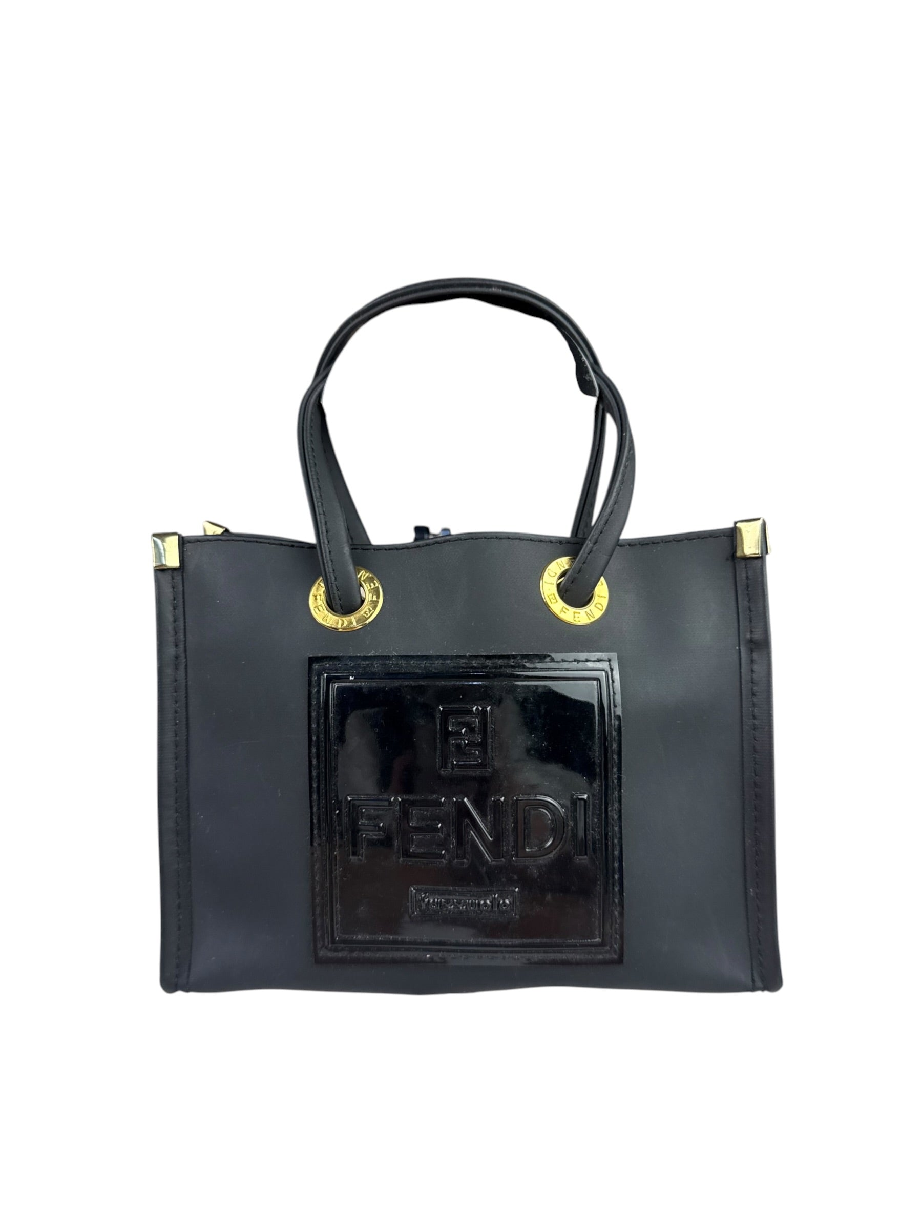 Fendi Black Rubber Mini Shoppers Tote