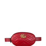 Gucci Red Leather Marmont Matelasse Waist Belt Bag