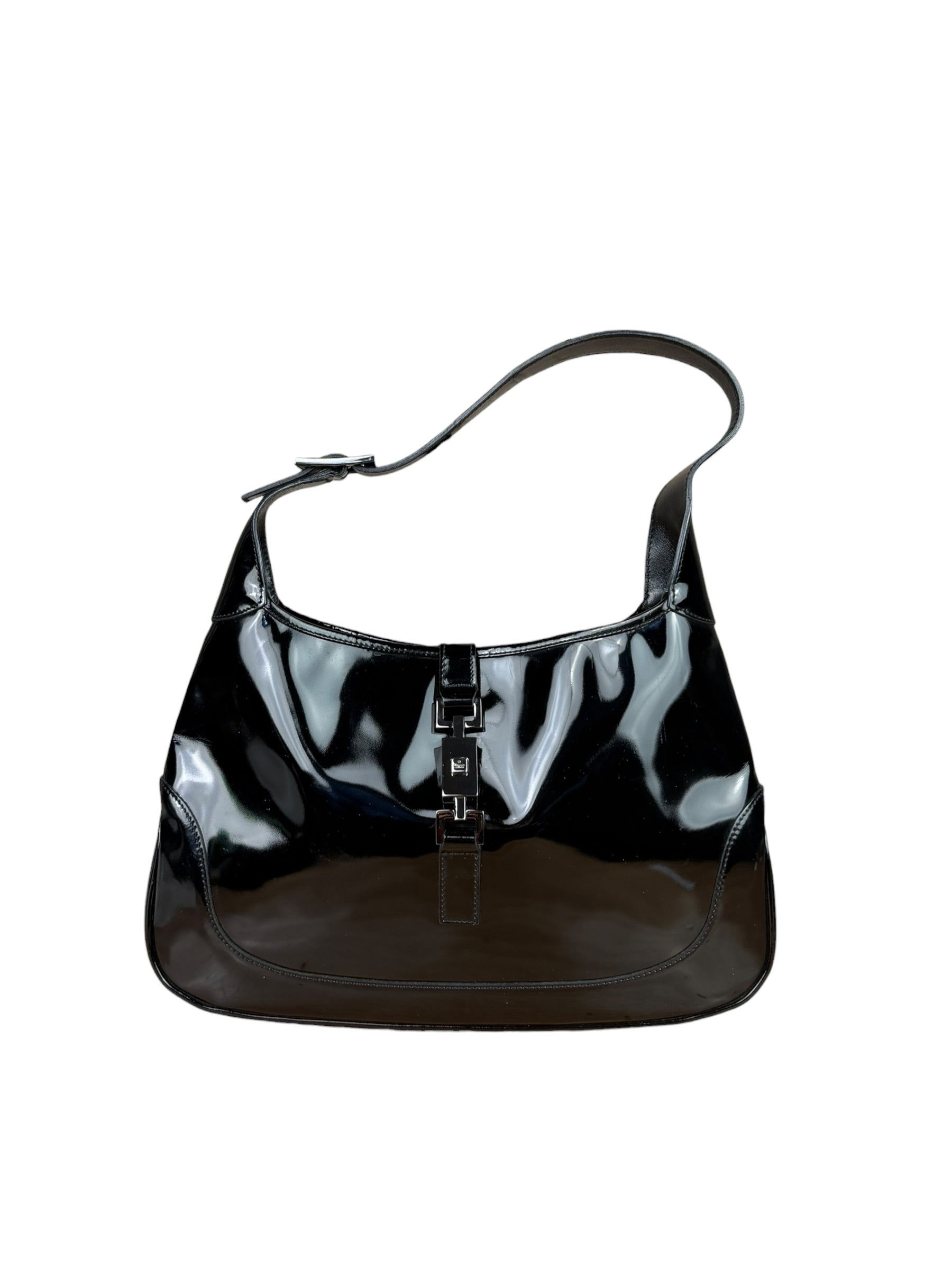 Gucci Vintage TF Black Patent Leather Jackie Hobo Bag