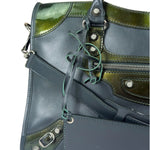 Balenciaga Green Calfskin Metallic Trim Giant 12 City Bag