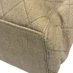 Chanel Vintage Beige Quilted Denim  Tortoise Tote 1996