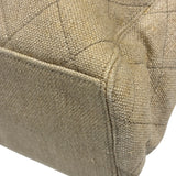Chanel Vintage Beige Quilted Denim  Tortoise Tote 1996