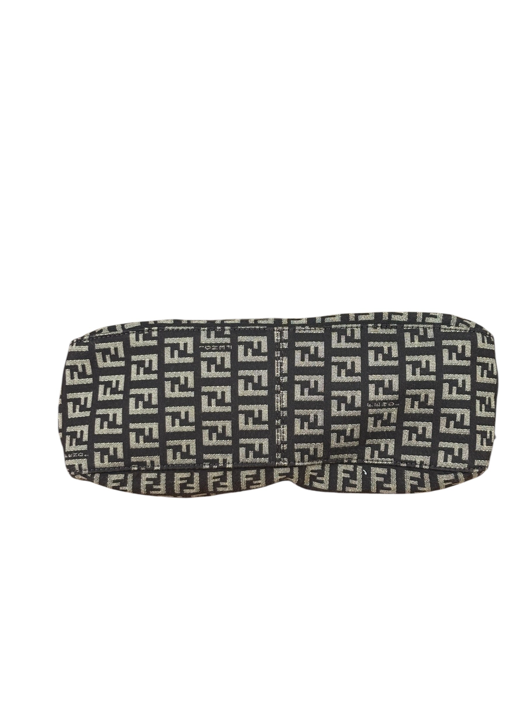 Fendi Black/Beige Leather Trim Zucca Mamma Baguette