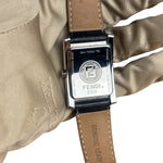 Fendi 7000G Black Leather Rectangular Stainless Steel Dial Watch
