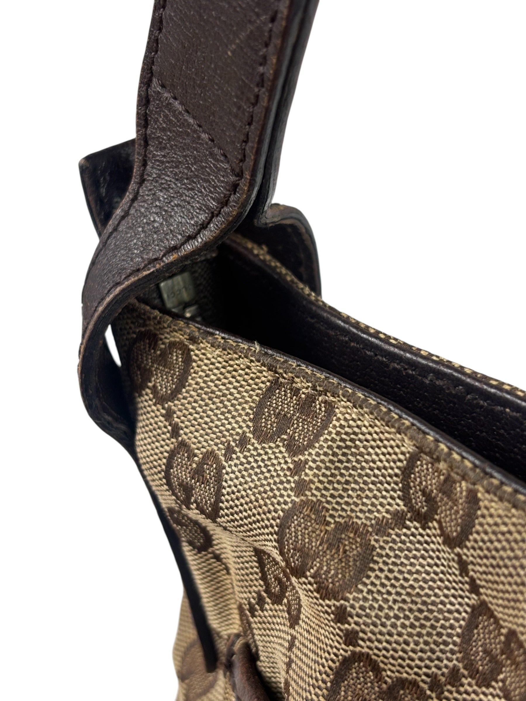 Gucci Brown Leather Trim GG Supreme Messenger Bag