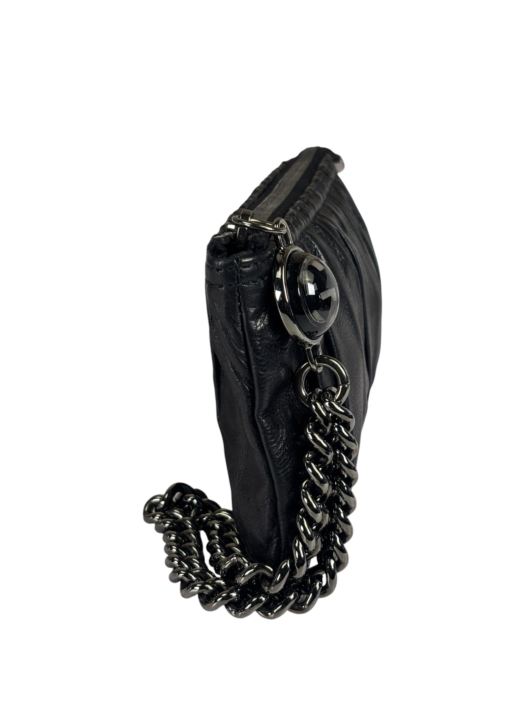 Gucci Black Leather Galaxy Wristlet Clutch