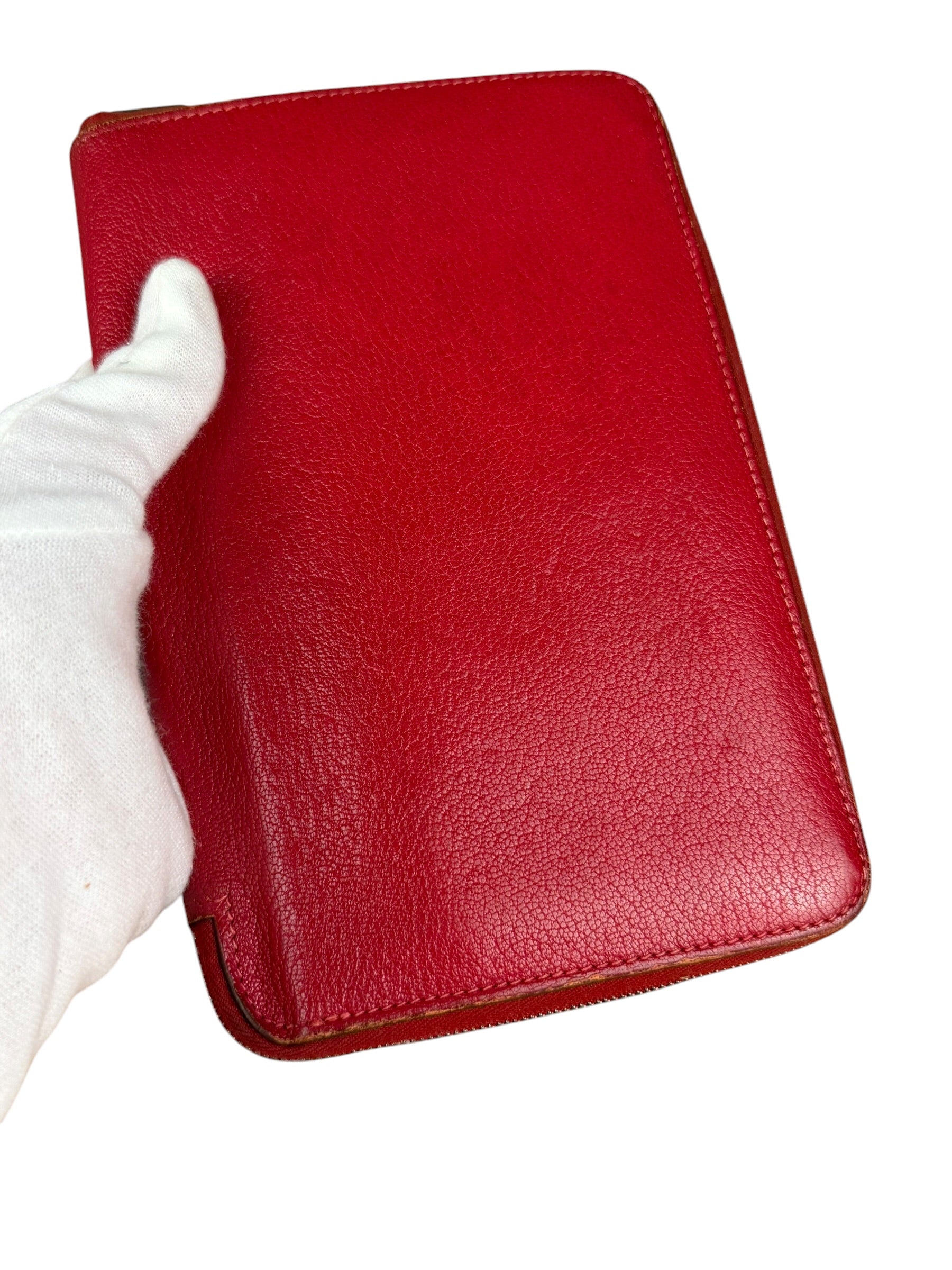 Hermes Rouge Epsom Leather Vintage Organizer Wallet