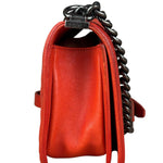 Chanel Red Quilted Double Stitch Boy Bag 2014
