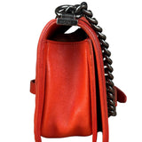 Chanel Red Quilted Double Stitch Boy Bag 2014