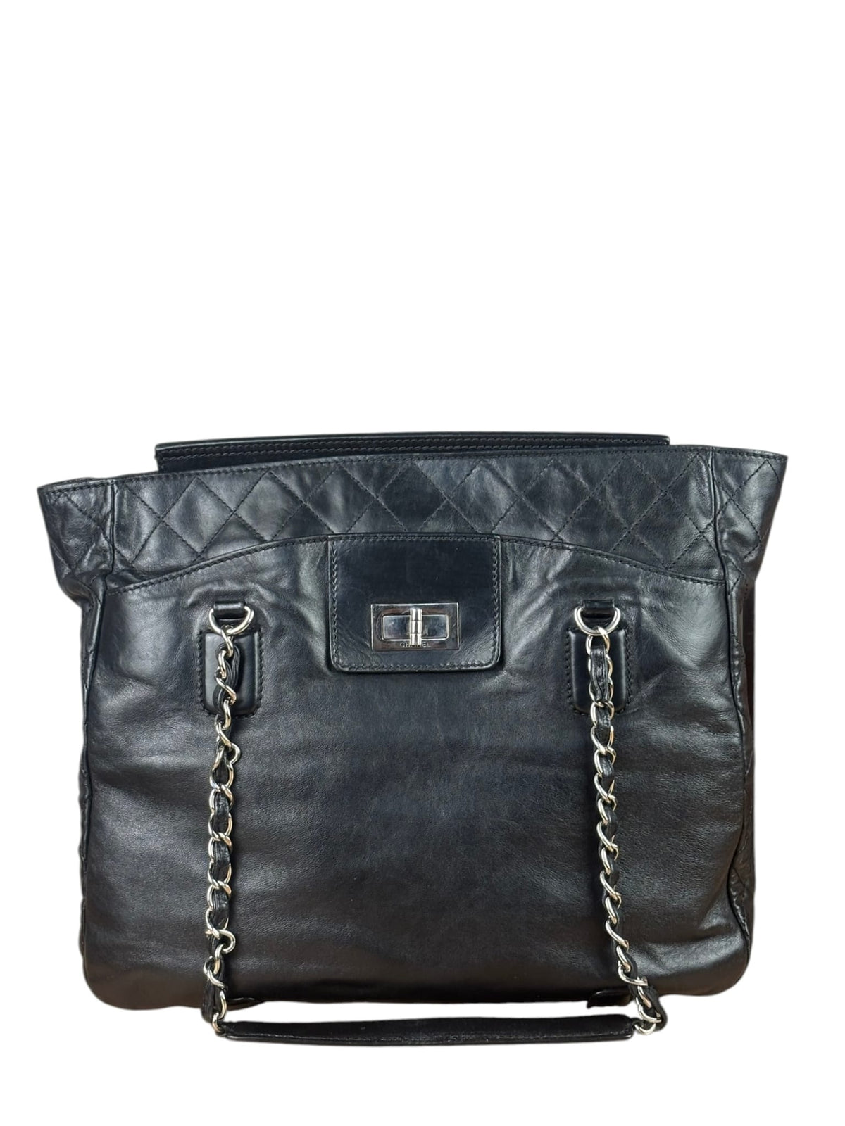 Chanel Black Quilted Leather Medium 2.55 Reissue Tote 2008