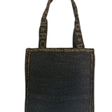 Fendi Black Straw Roma 1925 Tote