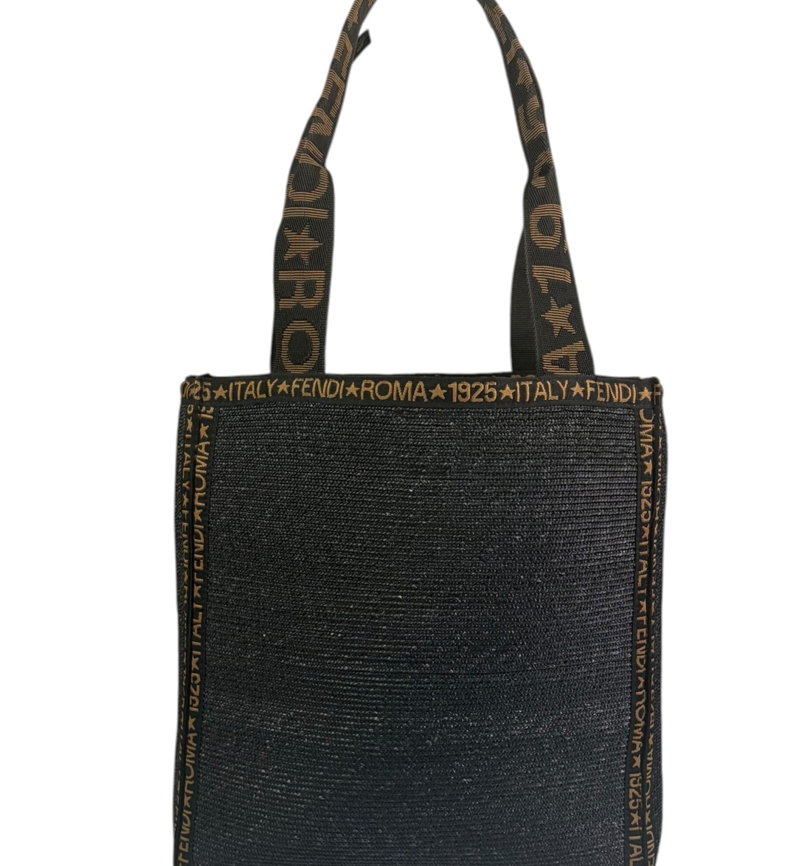 Fendi Black Straw Roma 1925 Tote