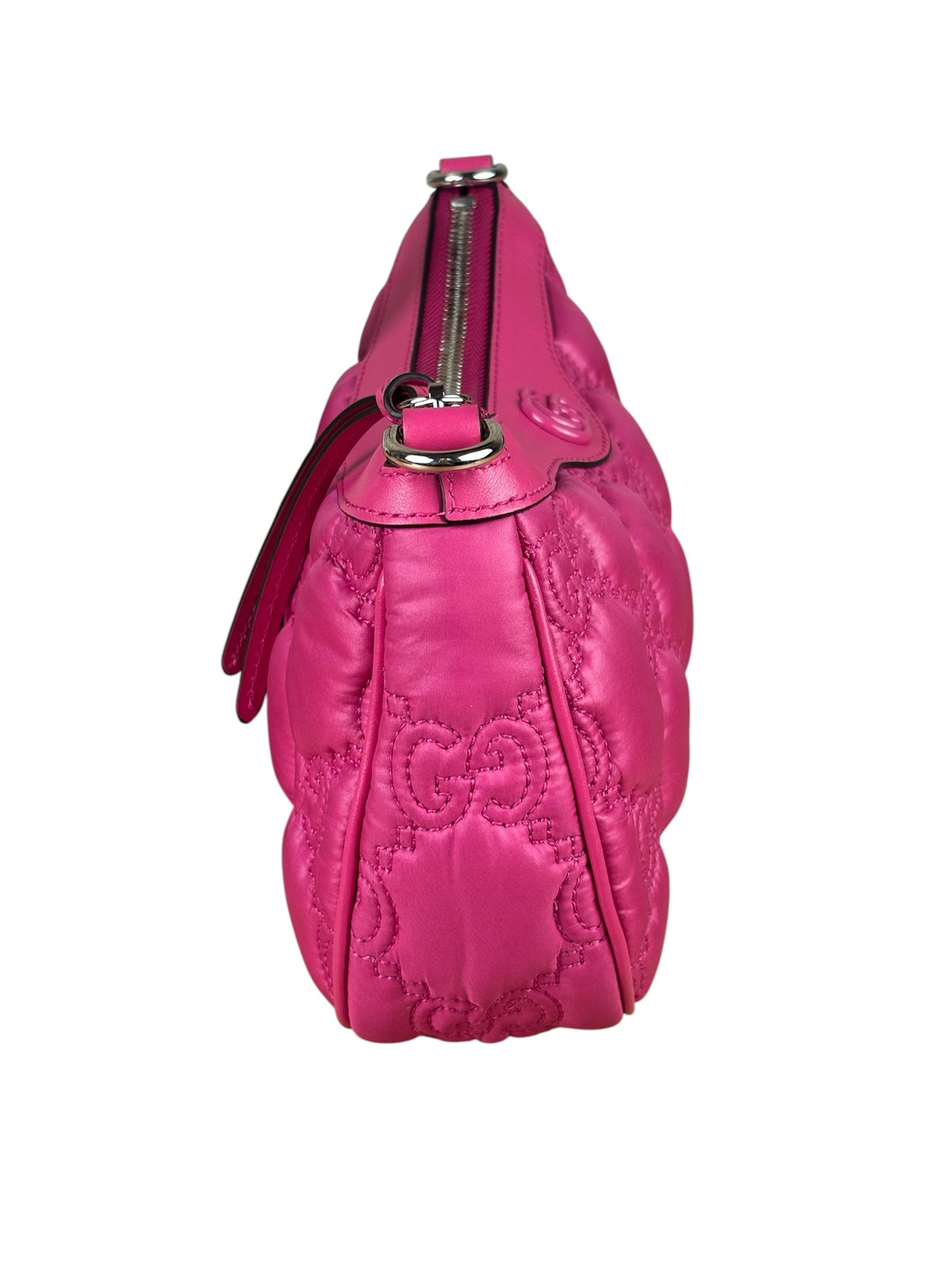 Gucci Pink Leather Trim/Nylon GG Matelasse Shoulder Bag