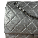 Chanel Metallic Silver Leather Reissue Double Flap Shoulder Bag 2.55 2005