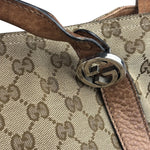 Gucci Beige/Brown Leather GG Satchel Two-Way Bag