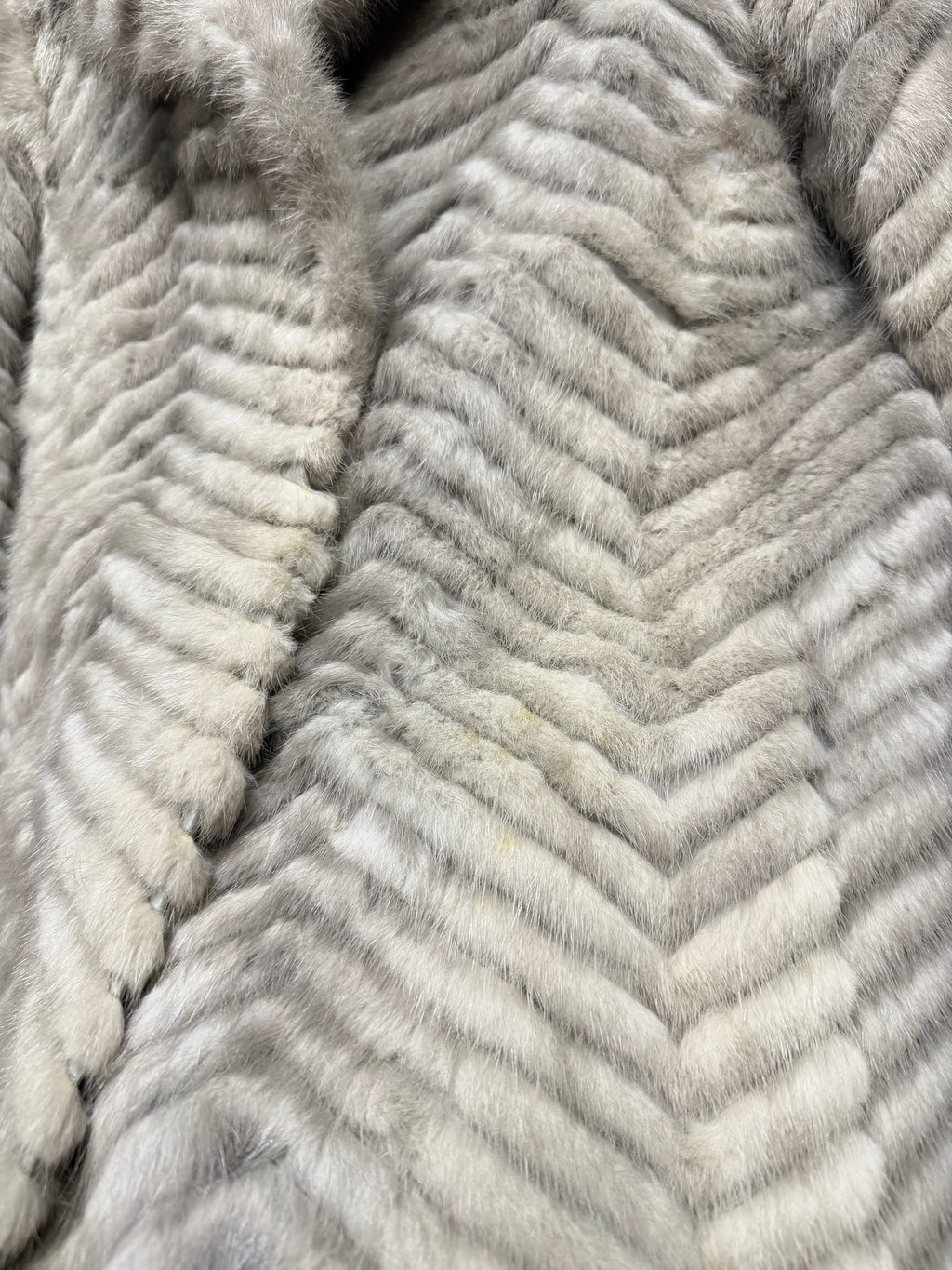 Vintage Moonbat Light Grey Chevron Fur Mink Coat