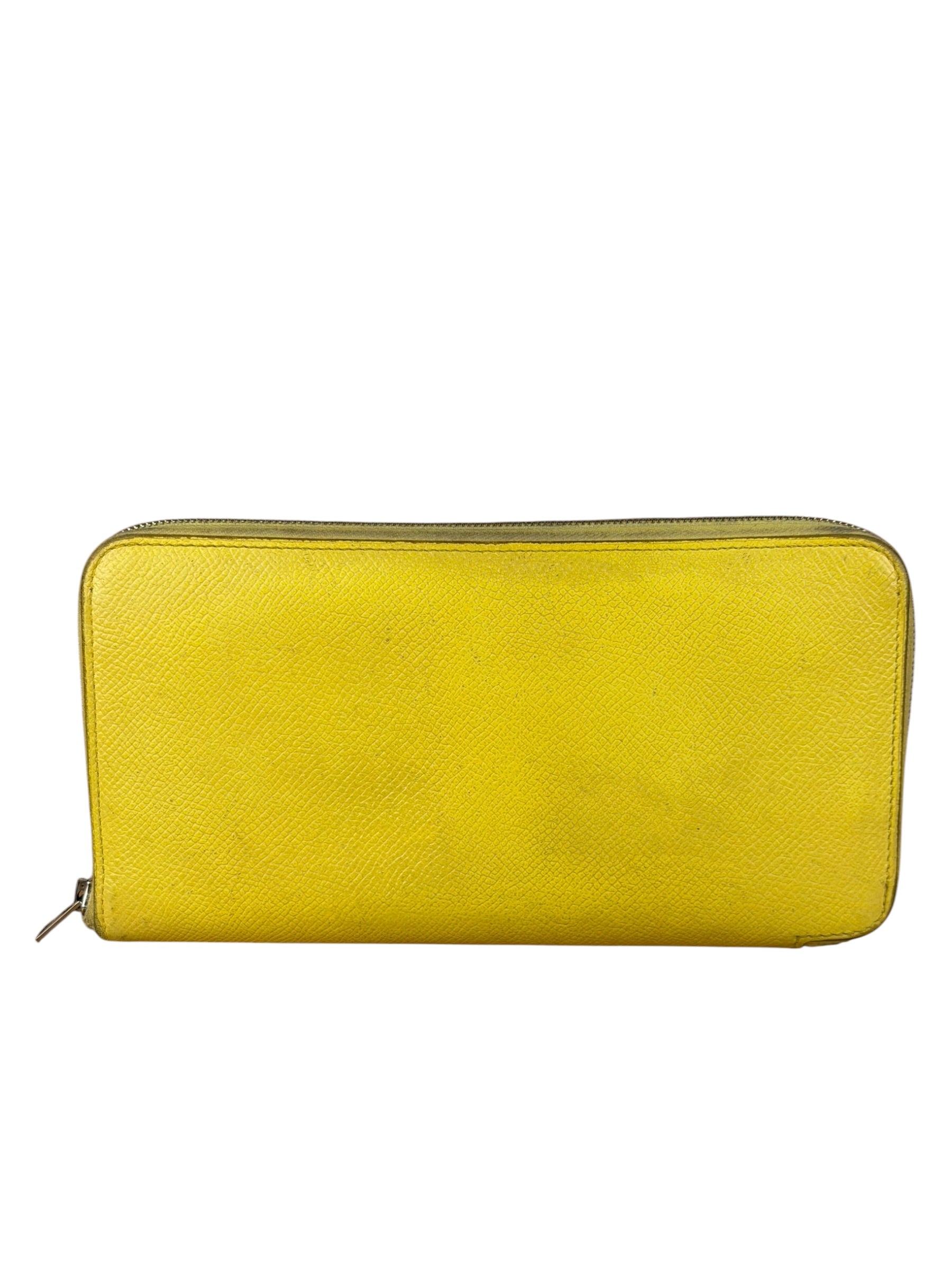 Hermes Yellow Leather Silk'In Classique Long Wallet