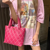 Chanel Vintage Pink Leather Wild Stitch Surpique Tote Bag