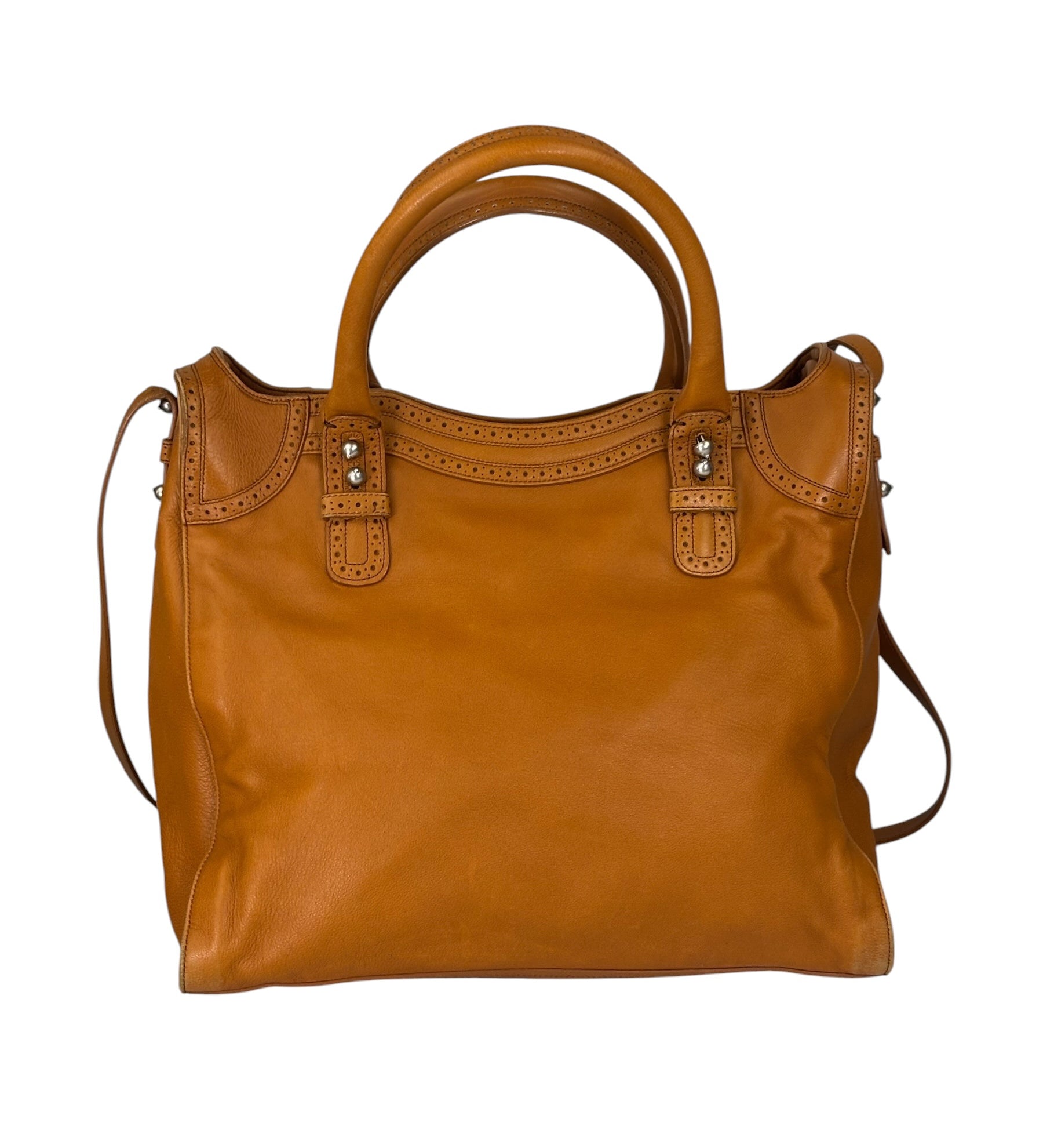 Balenciaga Brown Lambskin Riva Velo Two-Way Bag