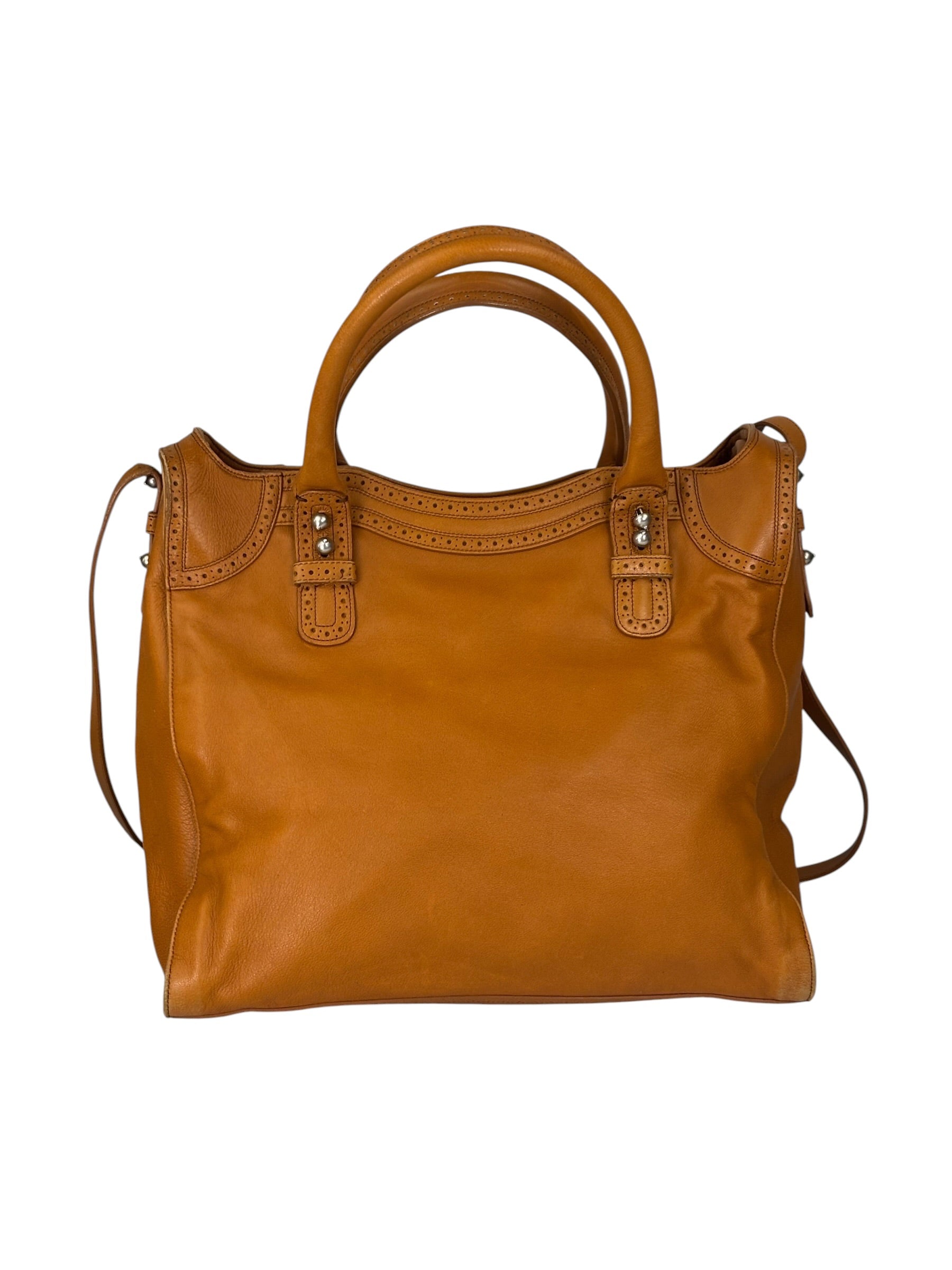Balenciaga Brown Lambskin Riva Velo Two-Way Bag
