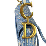 Christian Dior Blue/White Oblique Embroidered Saddle Bag