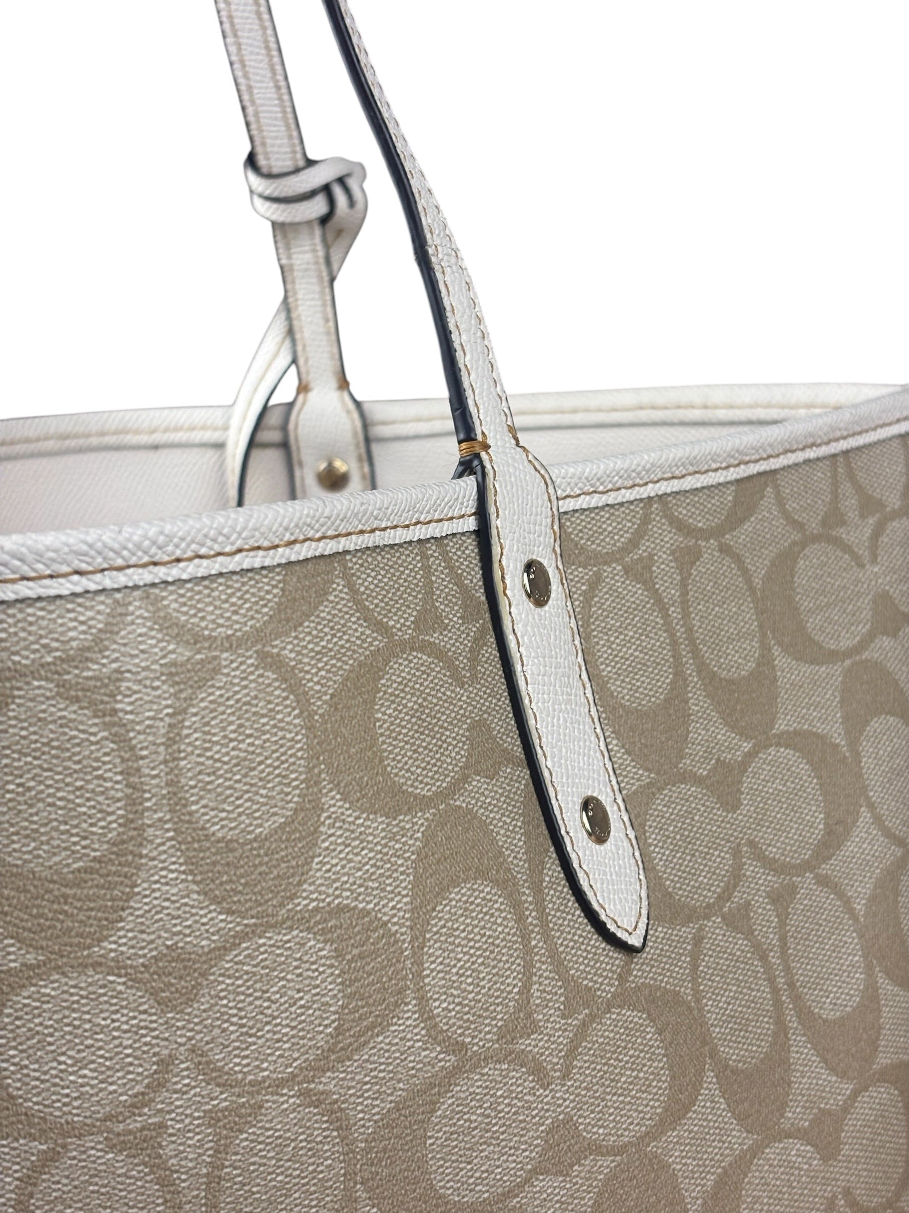Coach Leather Signature Canvas Reversible City Tote Bag