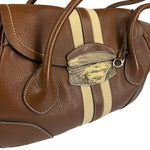 Prada Lizard Pushlock Flap Brown Vitello Daino Shoulder Bag