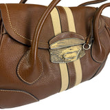 Prada Lizard Pushlock Flap Brown Vitello Daino Shoulder Bag