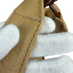 Chanel CC Vintage Beige Leather Caviar Wood Chain Hobo Bag