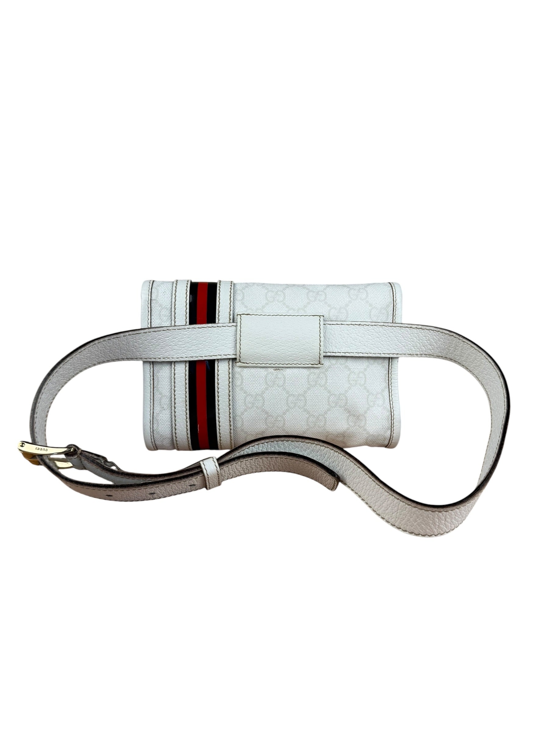 Gucci GG White Coated Canvas Sherry Line Belt Bag