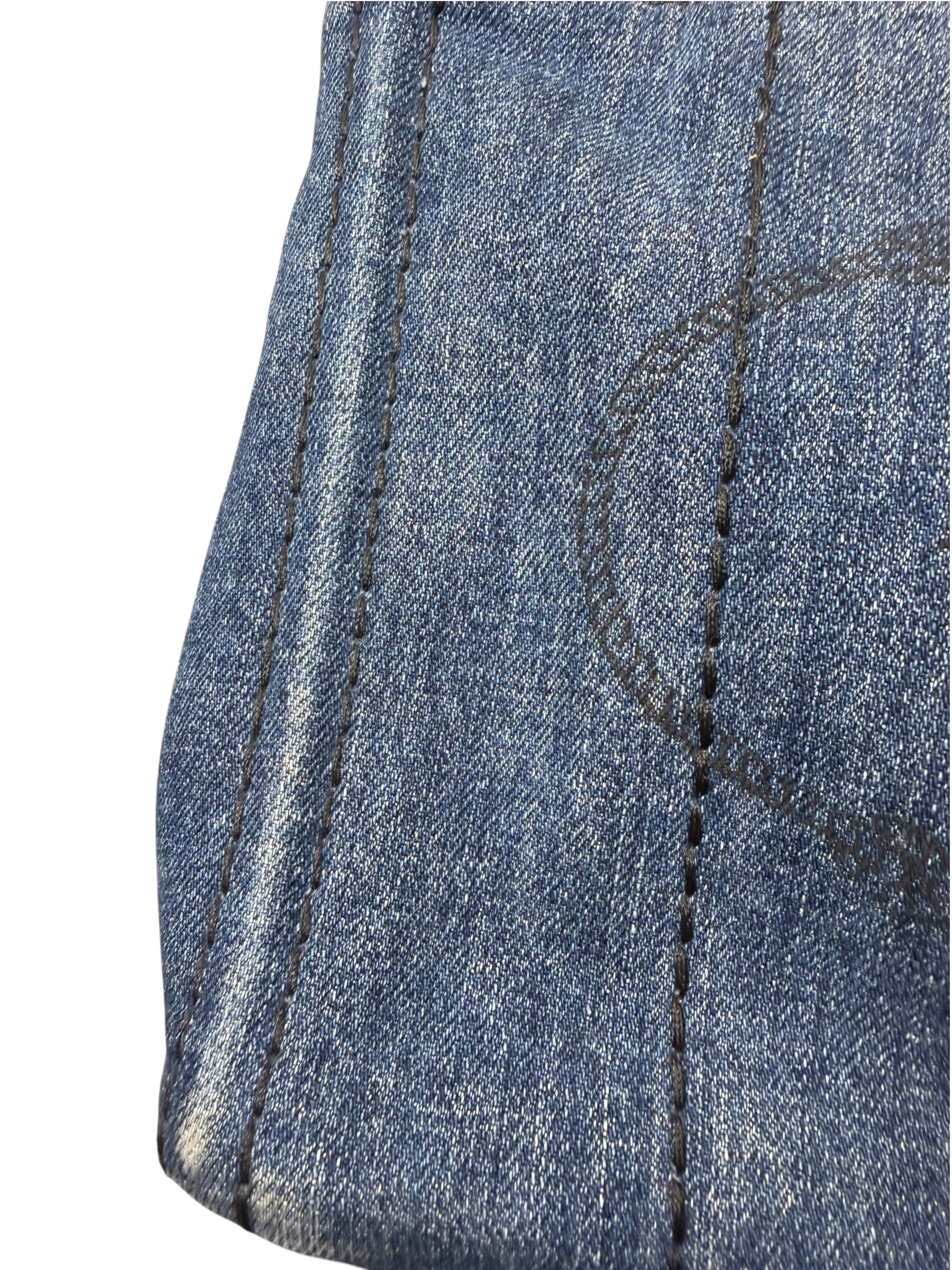 Prada Blue Denim Canapa Logo Tote Bag